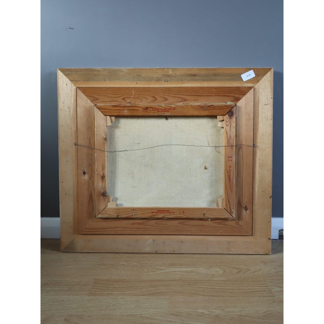 Mid-Century Modern 'Outpost by the Sea' Vintage Original Landscape Oil Painting, Framed For Sale - Image 10 of 10