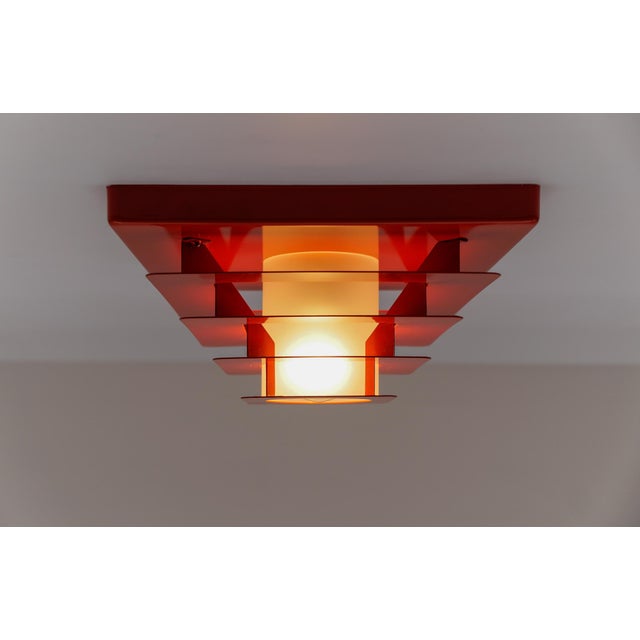 Space Age Lamp in Pyramid Shape in Metal and Glass, 1960s For Sale - Image 4 of 11