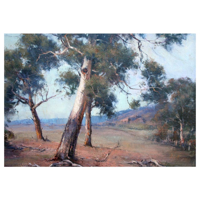 Impressionist Australian Gum Trees Landscape by John Sharman For Sale - Image 3 of 4