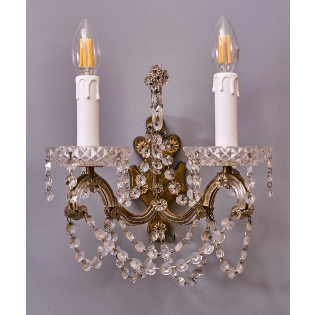 Wall Lamps with Crystal Trimmings, Set of 3 For Sale - Image 4 of 12