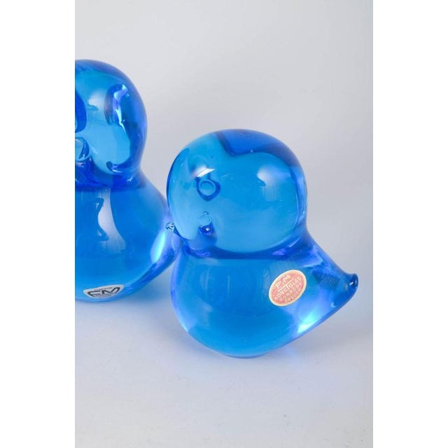 Duck Figurines in Blue Art Glass by Josef Marcolin for FM Ronneby, 1970s, Set of 5 For Sale - Image 3 of 5
