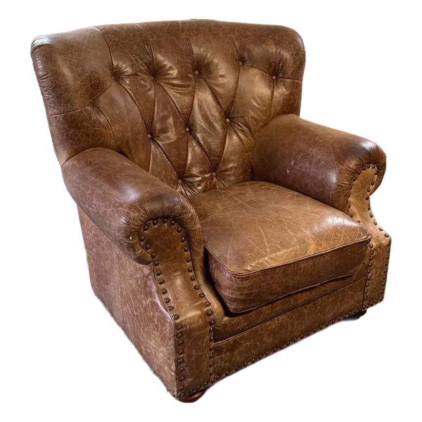 Vintage Leather Library Lounge Chair | Chairish