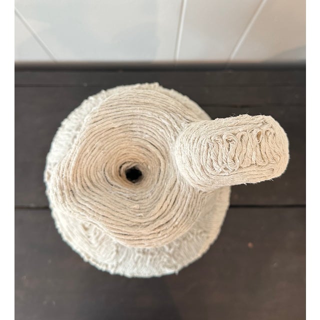 Vintage Textured Textile Covered Vase With Handle For Sale In West Palm - Image 6 of 16