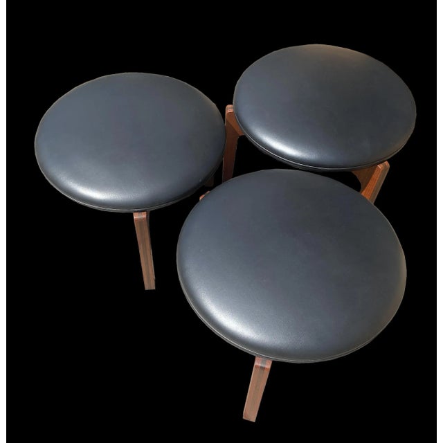1960s Vintage Glass Top Coffee Table & Stools by Sven Ellekaer for Christian Linneberg, Set of 4 For Sale - Image 5 of 8