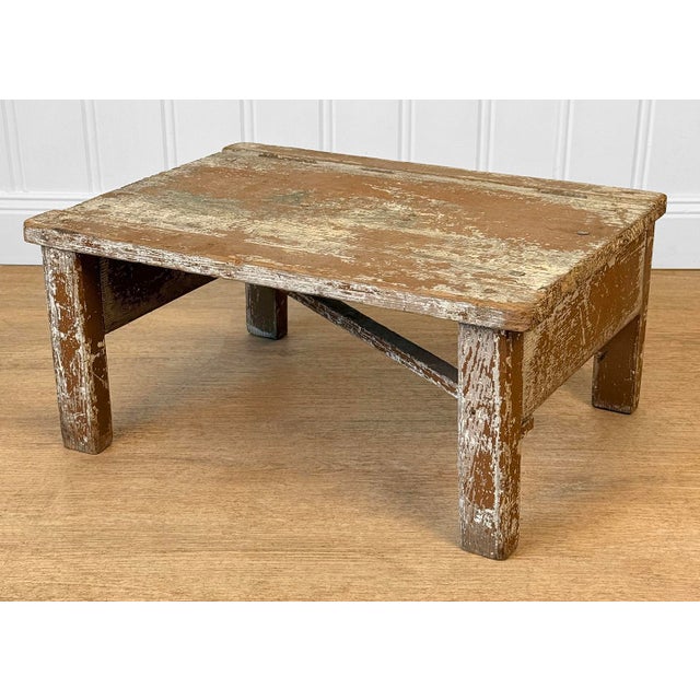 Farmhouse Antique Primitive Farmhouse Wood Step Foot Stool For Sale - Image 3 of 9