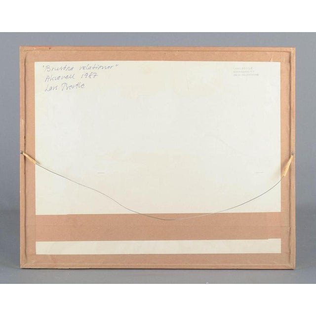 1980s Lars Bertle, Red and Violet Tones, 1987, Watercolor on Paper For Sale - Image 5 of 6