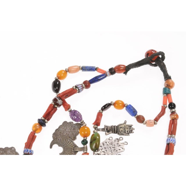 Early 20th Century Early 20th Century Charms, Coral and Silver Moroccan Necklace For Sale - Image 9 of 12
