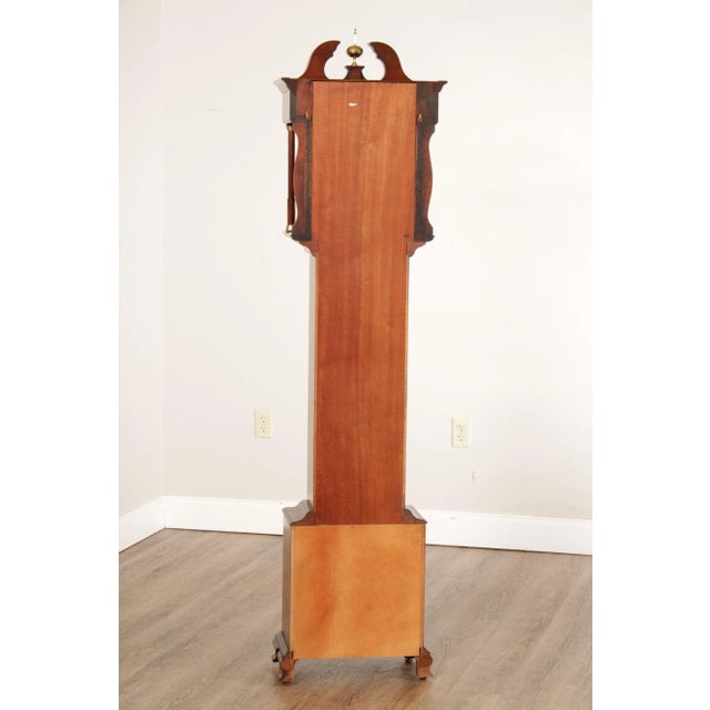 Colonial of Zeeland Mahogany Grandfather Case Clock For Sale - Image 10 of 13