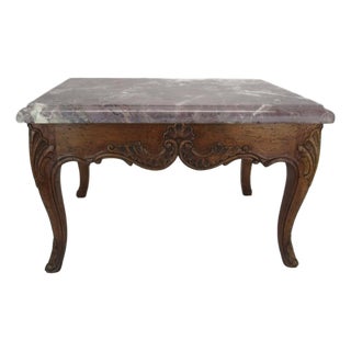 Louis XV Style Carved Wood and Marble-Top Low Table For Sale