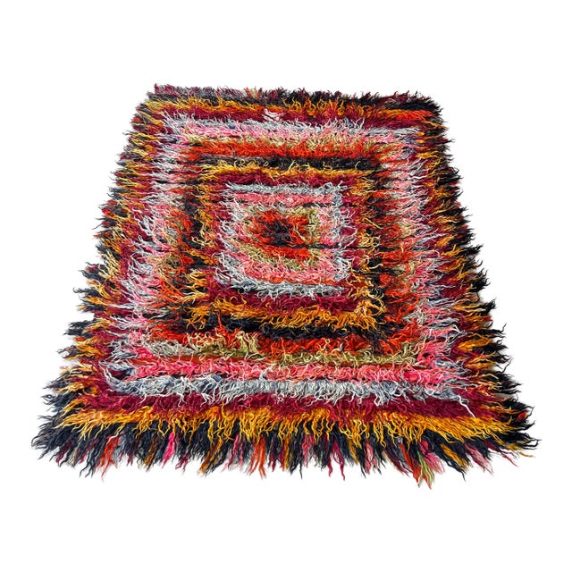 Vintage Anatolian Colorful Tulu Rug For Sale