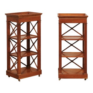 Mid 20th Century French Wooden Open-Shelved Side Chests - A Pair For Sale