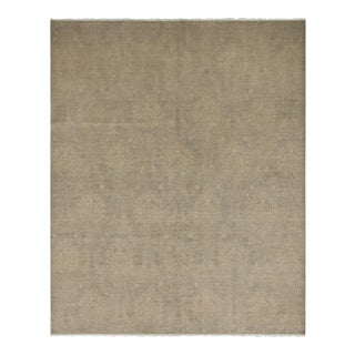 1990s Boho Chic Sun-Faded Gray/Ivory Wool & Silk Rug - 8'0 X 9'11 For Sale