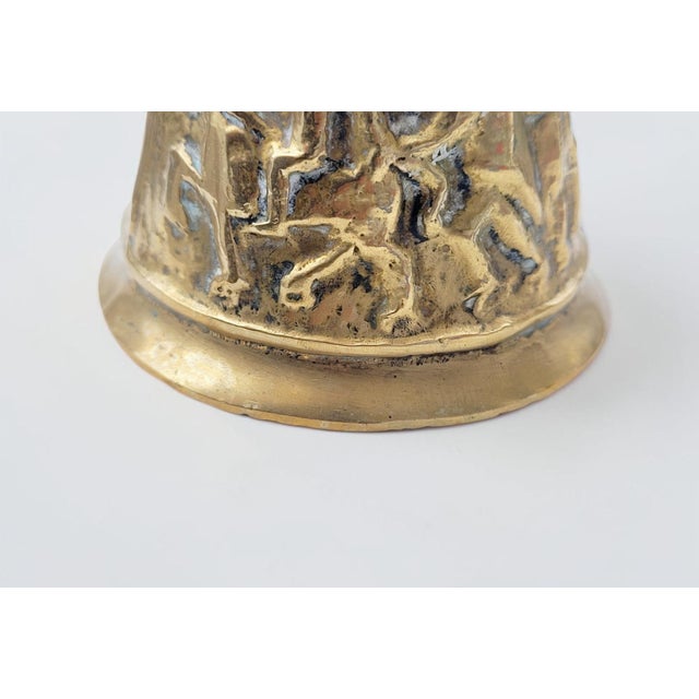 Antique Belgian Flemish Figurative Brass Table Bell, 1890 For Sale - Image 12 of 13