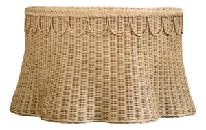 Matthew Izzo Home Giada Natural Woven Rattan Round Coffee Table With Scalloped Base