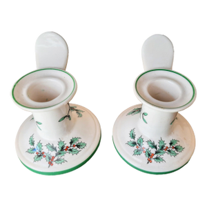 Spode Christmas Holly Candlesticks Candle Holder