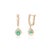 Art Deco Emerald & Diamond Halo Drop Leverback Earrings in 14k Gold- 2 Pieces For Sale In New York - Image 6 of 11