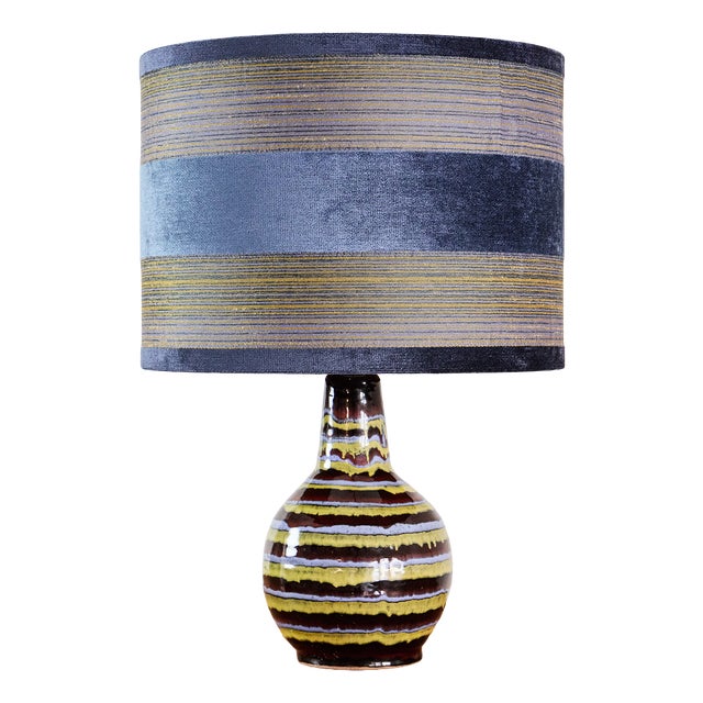 Ceramic Table Lamp with Stripes, 1970s For Sale