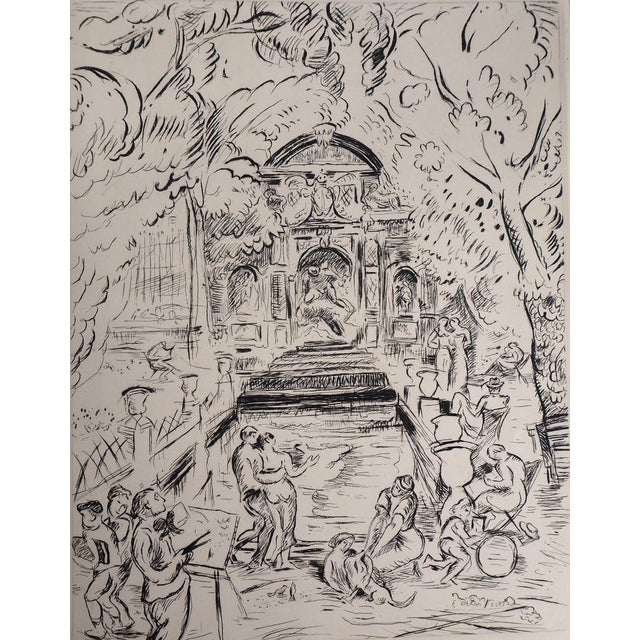 Othon Friesz, Luxembourg Garden: The Fountain of Marie of Medici, 1937, Engraving For Sale - Image 5 of 5