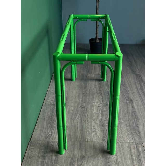 Late 20th Century Faux Bamboo High Gloss Green Lacquered Console For Sale - Image 16 of 16