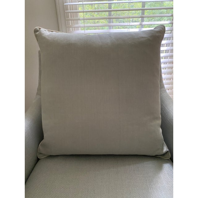 Classical Roman Linen Pillow With Greek Key Applique´ For Sale - Image 3 of 5