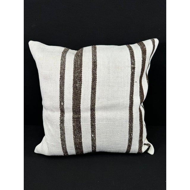 Turkish Hemp Pillow Cushion Natural Beige Brown Pillow Cushion Cover 24x24 For Sale - Image 4 of 4