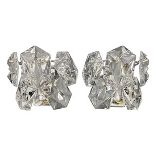 Vintage Wall Lamps in Crystal Glass and Chrome from Kinkeldey, 1970s, Set of 2 For Sale