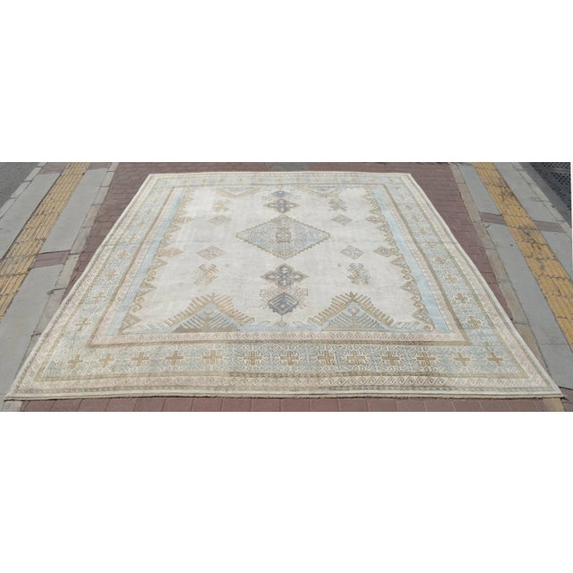 13x16 Rug, Muted Colors Hand Knotted Turkish Area Rug Oversized Rug For Sale - Image 13 of 13