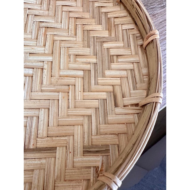 Handwoven Bamboo Round Decorative Trays, Set of 2 For Sale - Image 18 of 18