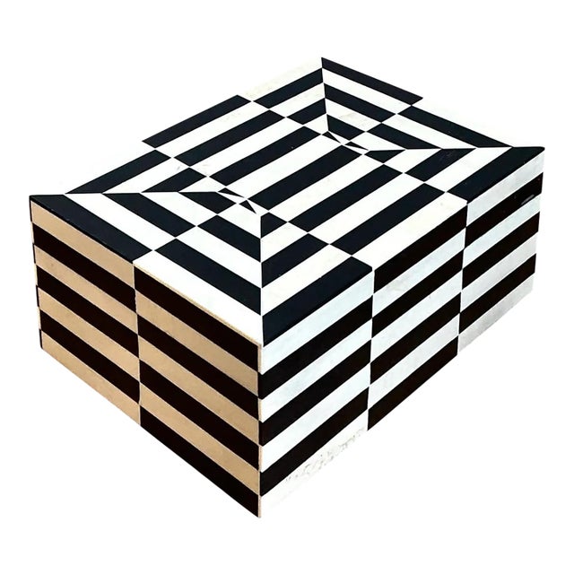 Vintage Black and White Bone Box For Sale