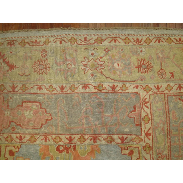 Baby Blue Antique Zabihi Collection Blue Turkish Oushak Rug - 9'8" x 13'4" For Sale - Image 8 of 10