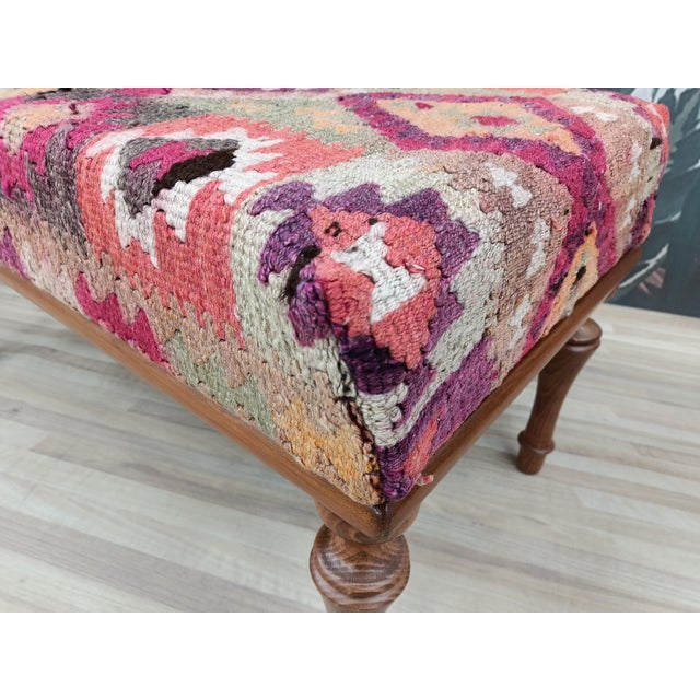 Turkish Kilim Ottoman Bench For Sale - Image 9 of 9