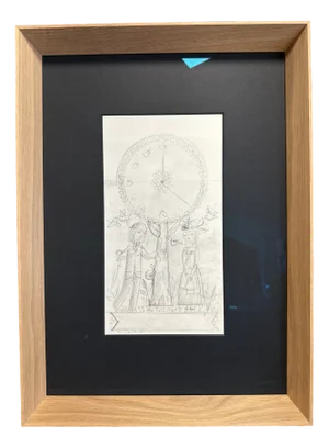 Raymond Peynet, Peynet's Lovers for Roger Capron, 1984, Pencil Drawing