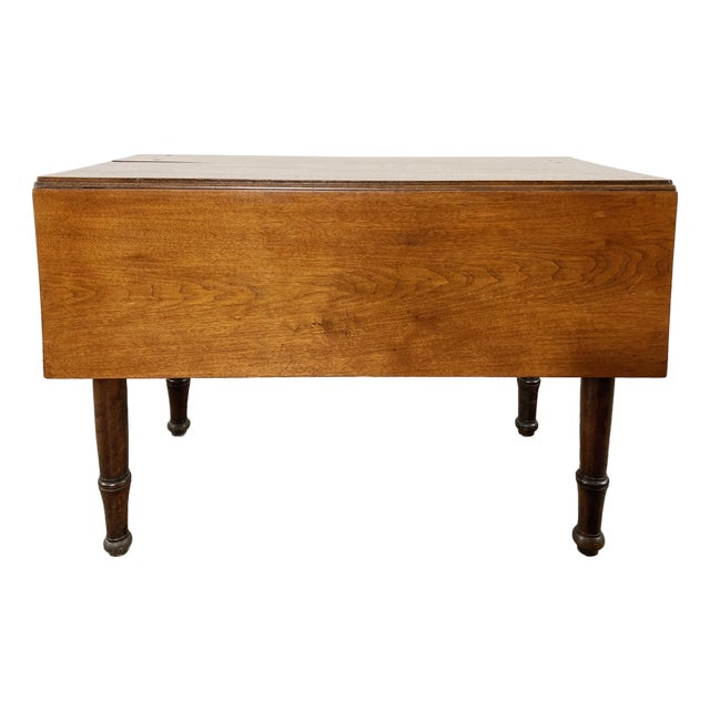 Vintage Early American Solid Wood Drop Leaf Table For Sale