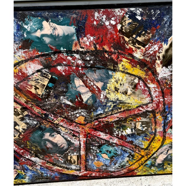 Imagine Peace' Monumental Mixed Media Beatles Painting, Circa 1970 For Sale - Image 4 of 13
