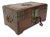 Vintage Asian Wood and Brass Jewelry Box With Bar Lock For Sale