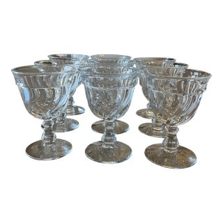 Midcentury Modern Vintage Fostoria Colony Swirl Pattern Water Goblet/Glasses- Set of 9 For Sale