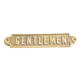 Vintage Brass Gentlemen Wall Sign For Sale