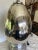 Large egg shaped mercury glass lamp with aluminum base. Dimensions: 33" height is to top of the finial. 10" diameter.