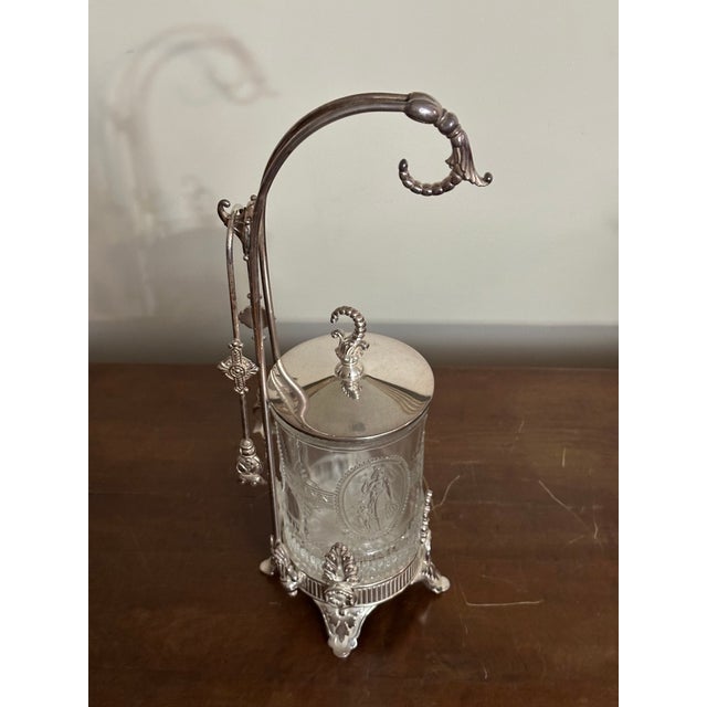 Victorian 19th Century Ntique Victorian Silver Plate Pickle Castor With Figural Glass For Sale - Image 3 of 10