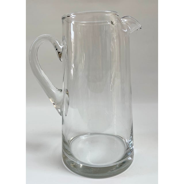 Large Vintage Mid-Century Hand-Blown Glass Pitcher For Sale - Image 4 of 5