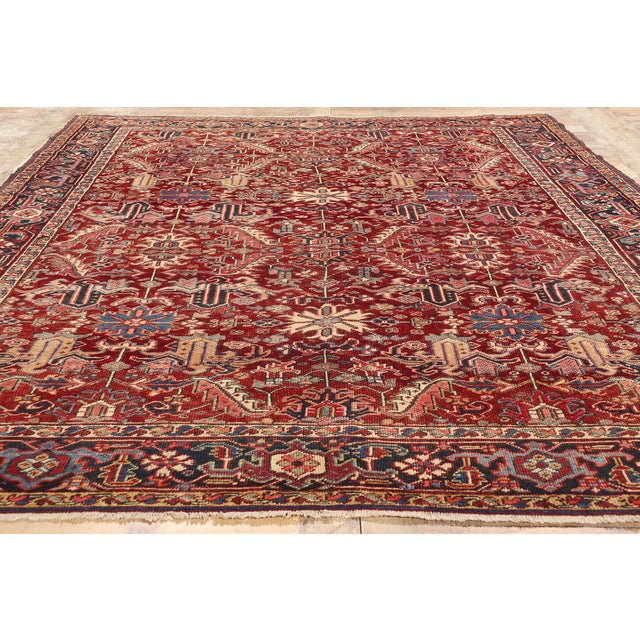 Red Antique Persian Dragon Serapi Heriz Rug - 07'08 X 09'09 For Sale - Image 8 of 9