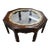 Mid 20th Century Octagonal Ethnographic Wood, Brass & Glass Cocktail Table For Sale