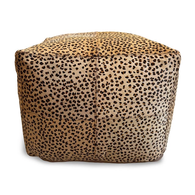 Leopard Pattern Hide Pouf Ottoman For Sale In Los Angeles - Image 6 of 10