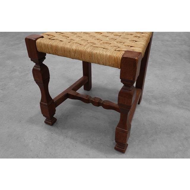 Mid-Century Brutalist Chairs in Wood and Wicker, Belgium, 1970s, Set of 8 For Sale - Image 15 of 17