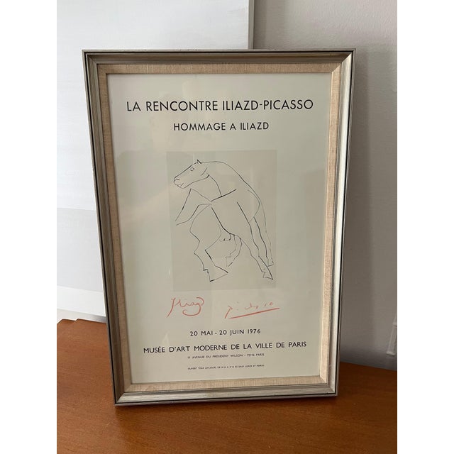 1970s Framed French Le Recontre Iliazd, Pablo Picasso Poster with Horse For Sale In Los Angeles - Image 6 of 10