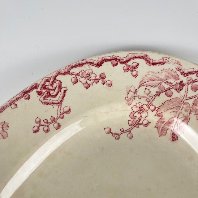 Cream Oval Pink Earthenware Fontainebleau Serving Platter from KG Lunéville, 19th Century For Sale - Image 8 of 9