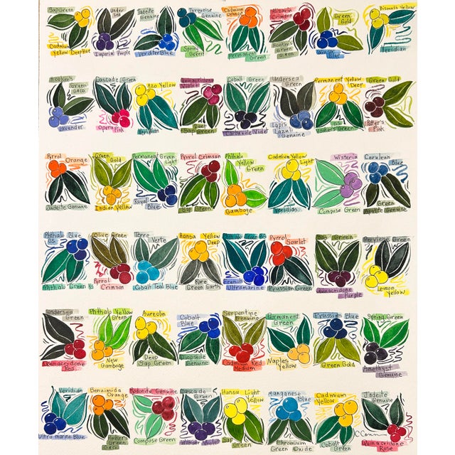Paper Original Watercolor Ink and Wash Painting of “Color Chart in Berries” For Sale - Image 7 of 7