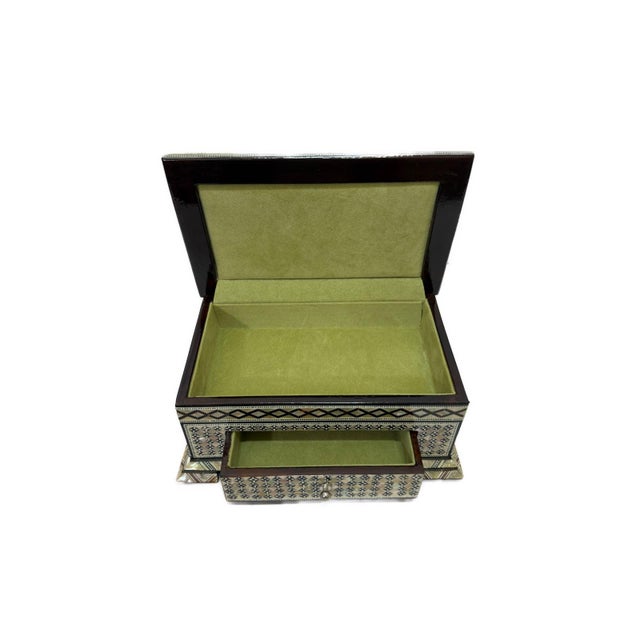 Handmade Mother of Pearl Jewelry Box – Egyptian Inlay Wood Decor For Sale - Image 4 of 8