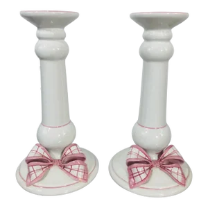 Italian Ceramic Candle Holders, a Pair