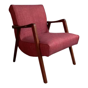 1960s Scandinavian Modern Sculptural Walnut Scoop Armchair